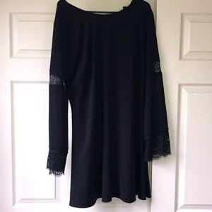 Long sleeve lace trim dress